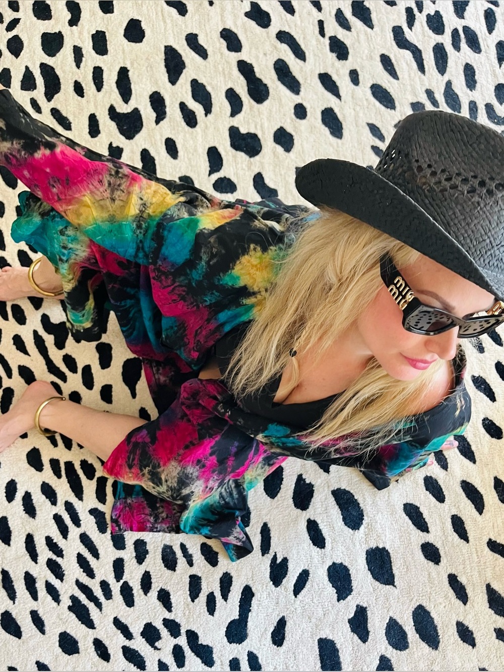 MODERN TIE DYE COTTON boho fabulous Kimono MIDI length